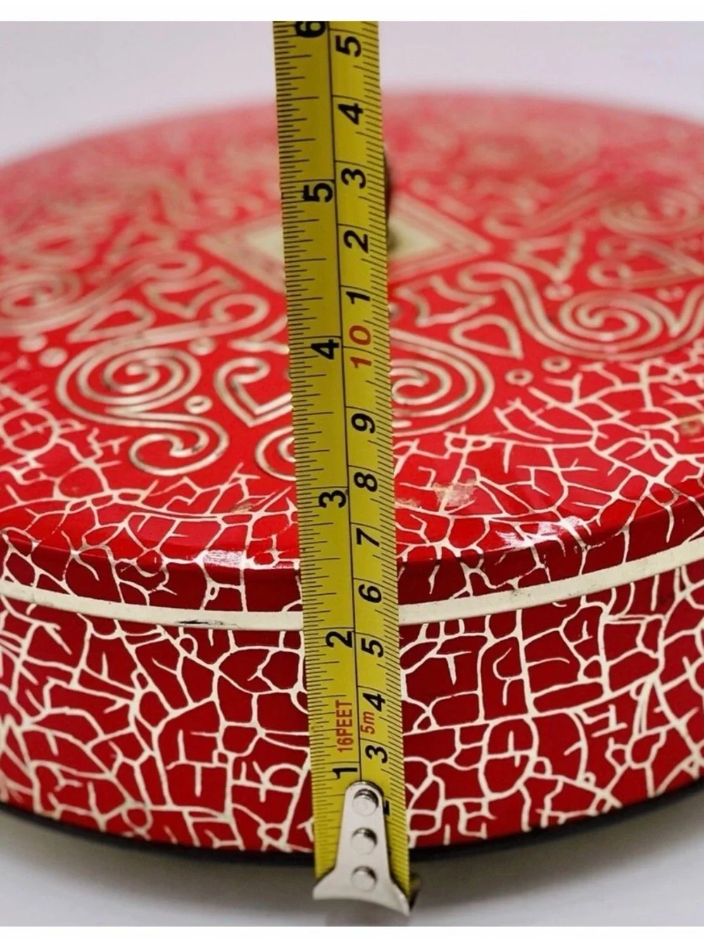 VTG:Daher 1950’s-1960’s Tin From England Crackle Finish/red & gold & gold knob